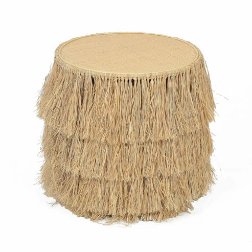 Mesa auxiliar redonda de ratán natural Luau
