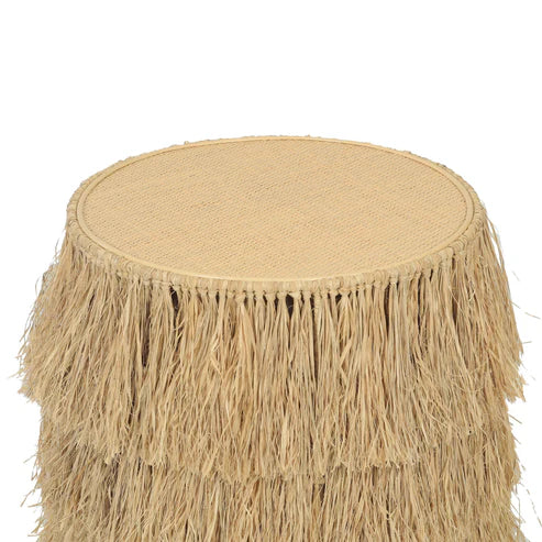 Mesa auxiliar redonda de ratán natural Luau