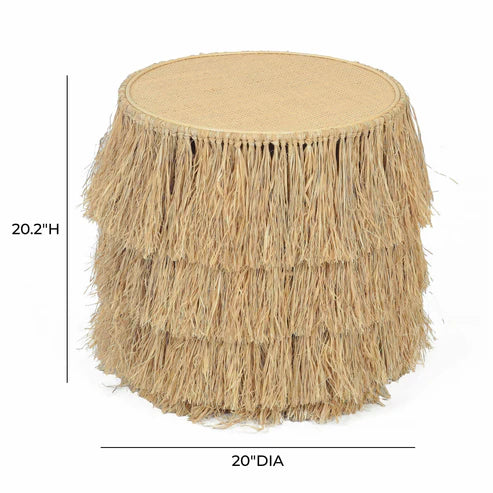 Mesa auxiliar redonda de ratán natural Luau