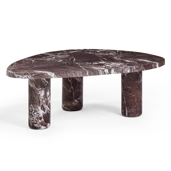 Libby 2-Piece Faux Red Levanto Marble Nesting Coffee Table Set