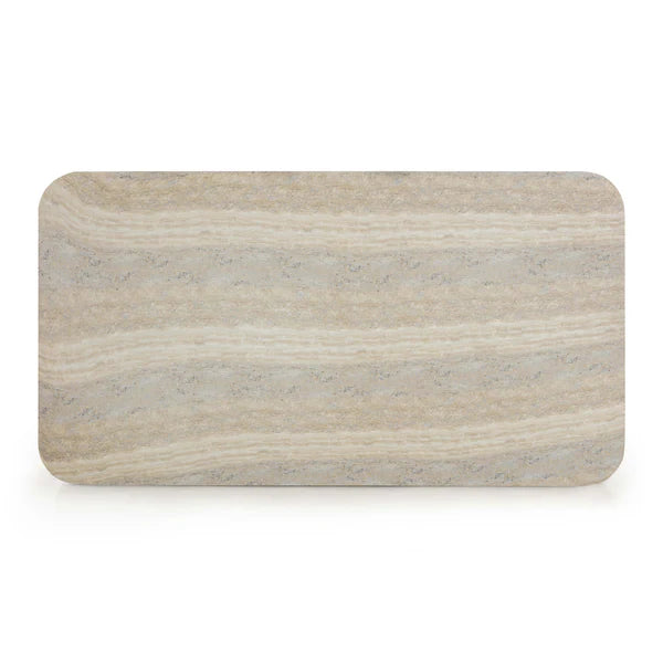 Tyche 55" Faux Travertine Indoor/Outdoor Concrete Rectangular Coffee Table