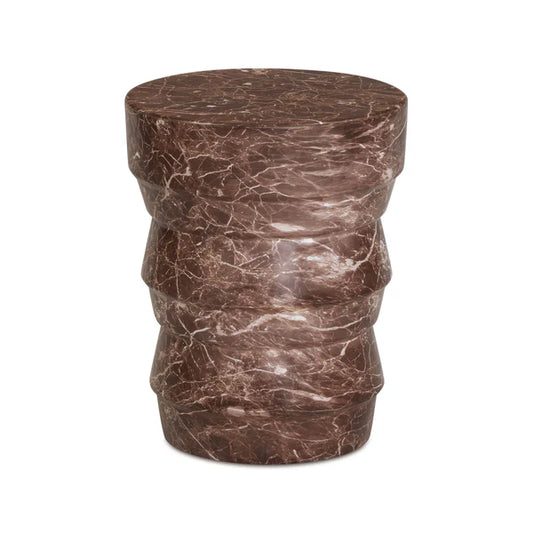 Ayon Faux Red Levanto Marble Indoor/Outdoor Concrete Side Table