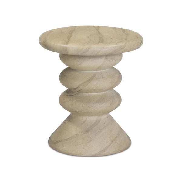 Hyre Faux Travertine Indoor/Outdoor Concrete Side Table