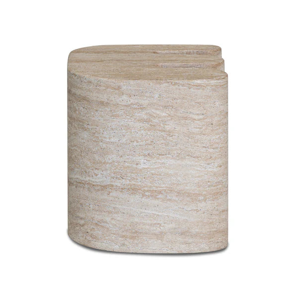 Thyme Faux Travertine Indoor/Outdoor Concrete Side Table