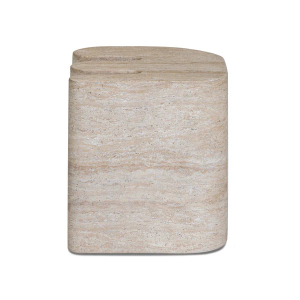 Thyme Faux Travertine Indoor/Outdoor Concrete Side Table