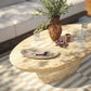 Sonia 51" Faux Travertine Indoor/Outdoor Concrete Coffee Table