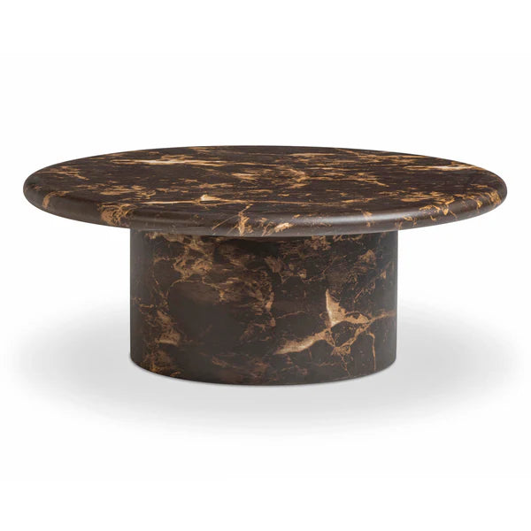 Byron 36" Dark Brown Faux Marble Indoor/Outdoor Concrete Round Coffee Table