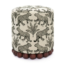 Cargar imagen en el visor de la galería, Dex Olive Green Leopard Jacquard Ottoman
