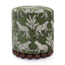 Cargar imagen en el visor de la galería, Dex Olive Green Leopard Jacquard Ottoman
