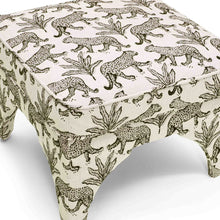 Cargar imagen en el visor de la galería, Raji Olive Green Leopard Jacquard Ottoman
