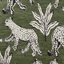 Cargar imagen en el visor de la galería, Raji Olive Green Leopard Jacquard Ottoman
