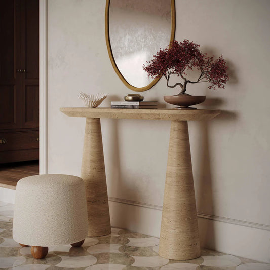 Sandra Faux Travertine Indoor/Outdoor Console Table