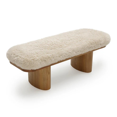 Ollie 48" Contract-Grade Straight Vegan Shearling Bench