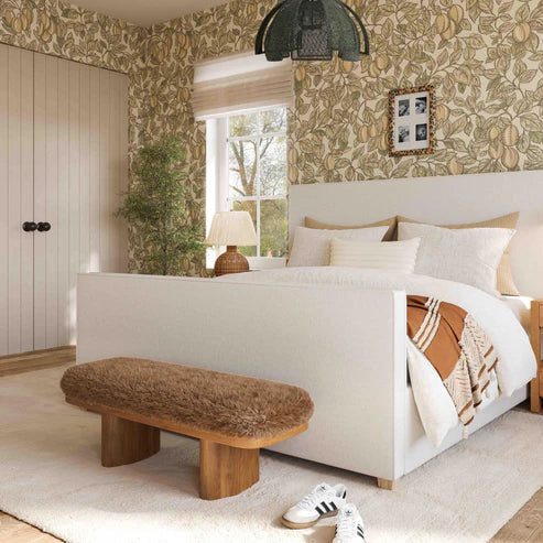 Ollie 48" Contract-Grade Straight Vegan Shearling Bench