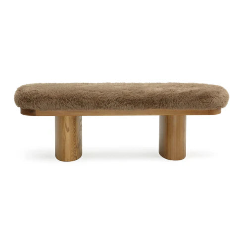 Ollie 48" Contract-Grade Straight Vegan Shearling Bench
