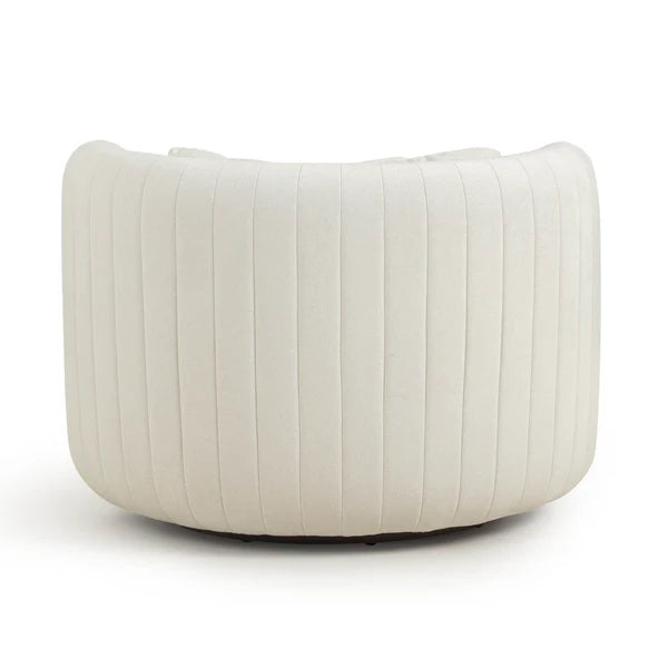 Nura Cream Vegan Mohair Swivel Accent Chair