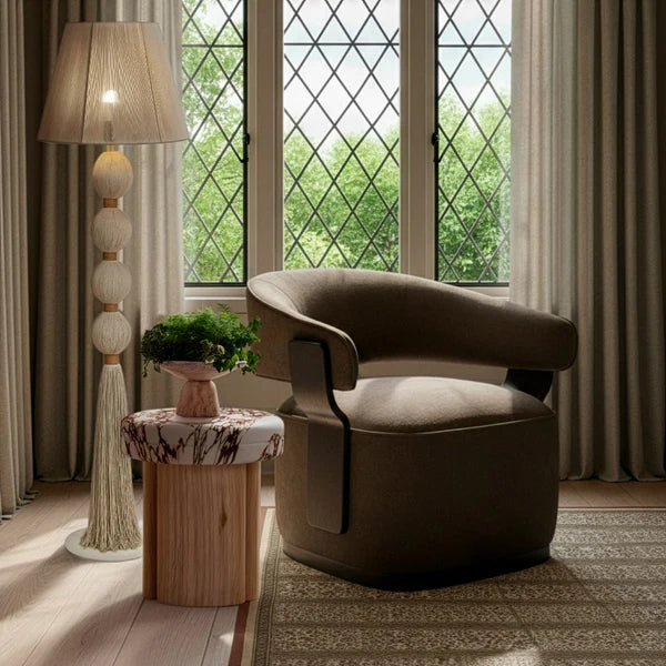 Madison Linen Chenille Swivel Accent Chair