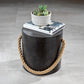 Marina Concrete Stool with Rope Accent - Black