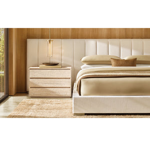 Modena Fabric Vertical Channel Extended Panel Platform Bed