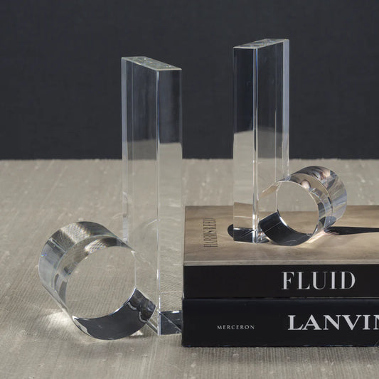 Rolled Crystal Bookends - Set of Two - Clear