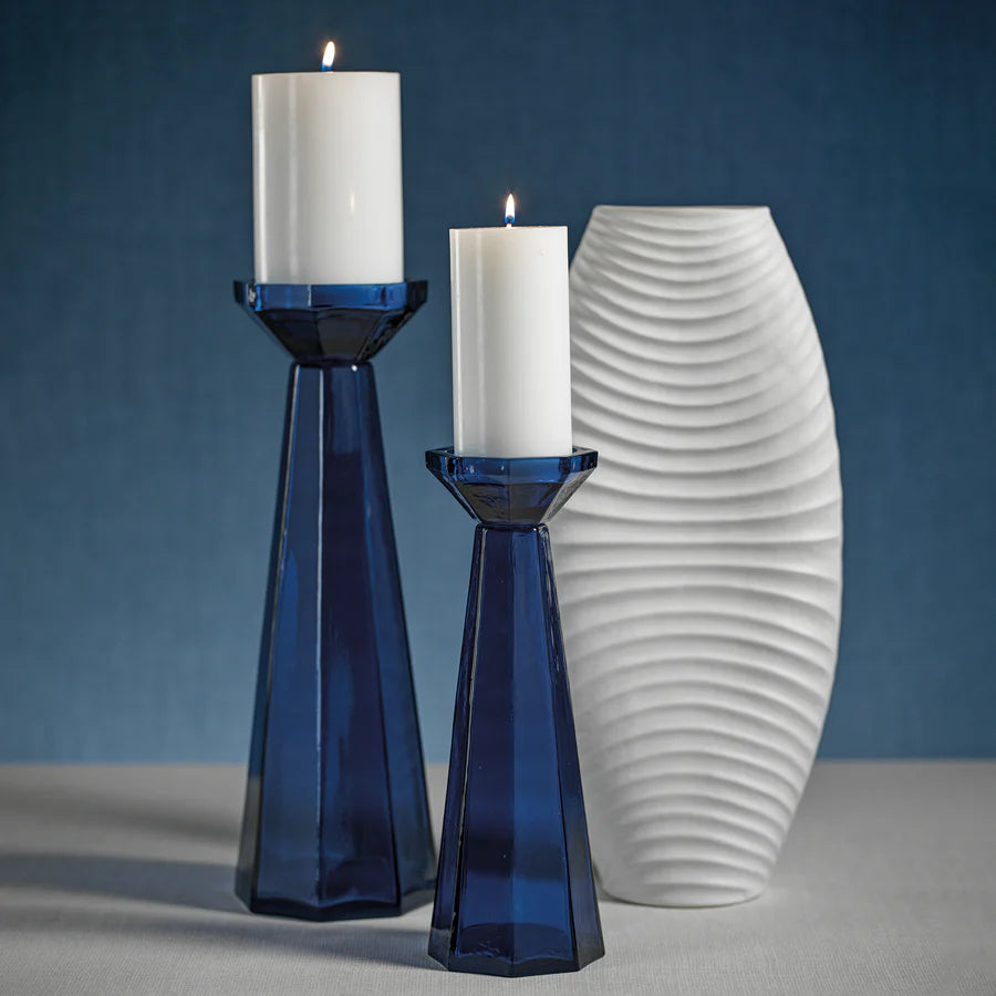 Deep Sea Octagonal Glass Pillar Holder