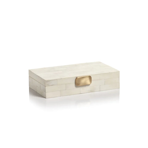 Caja de diseño de hueso blanco con perilla de latón
