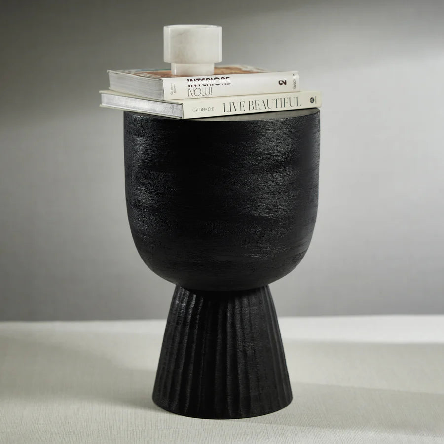 Vetro Mango Wood Accent Table / Stool - Black