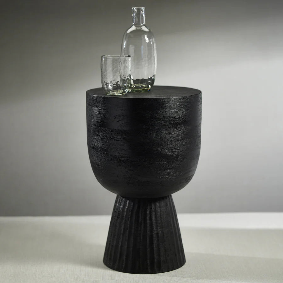 Vetro Mango Wood Accent Table / Stool - Black