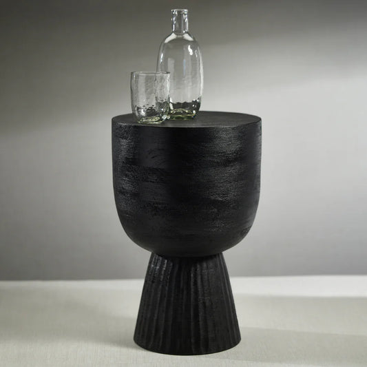 Vetro Mango Wood Accent Table / Stool - Black