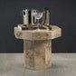 Burl Wood Octagon Side Table - Short