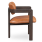 Martina Distressed Leather/Wood Dining Arm Chair