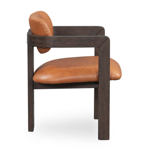 Martina Distressed Leather/Wood Dining Arm Chair