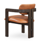 Martina Distressed Leather/Wood Dining Arm Chair