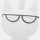 Porcelain, 8"H Kitty W/ Glasses, White