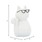 Porcelain, 8"H Cat W/ Glasses, White