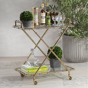 Malay Metal Bamboo Bar Cart