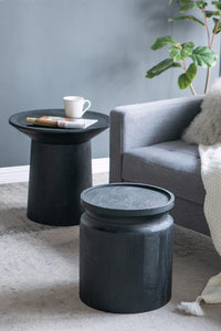 D14x16" Black Wooden Cylinder Side Table 1EA/CTN