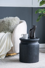 Cargar imagen en el visor de la galería, D14x16&quot; Black Wooden Cylinder Side Table 1EA/CTN
