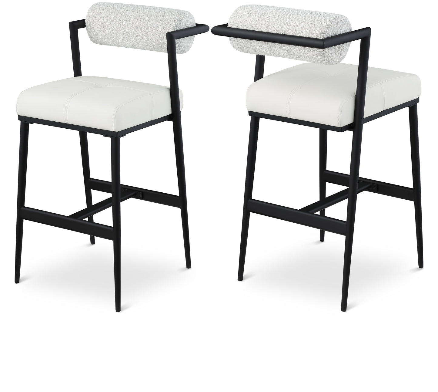 Stryker Boucle Fabric and Vegan Leather Bar / Counter Stools