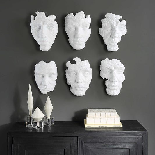 Sel-Portraite Wall Decor, White S/6