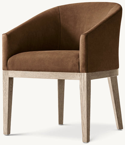 Morgan Barrelback Slope Arm Leather Dining Armchair