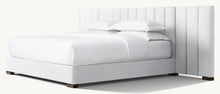 Cargar imagen en el visor de la galería, Modena Fabric Vertical Channel Extended Panel Platform Bed
