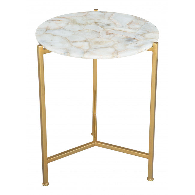 Haru Side Table White & Gold