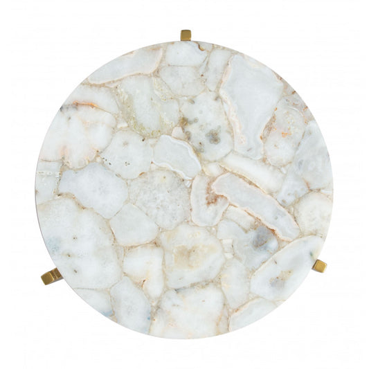 Haru Side Table White & Gold