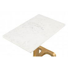 Cargar imagen en el visor de la galería, Clement Marble Side Table White &amp; Gold
