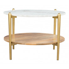 Cargar imagen en el visor de la galería, Mina Coffee Marble Table White &amp; Gold
