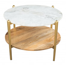 Cargar imagen en el visor de la galería, Mina Coffee Marble Table White &amp; Gold
