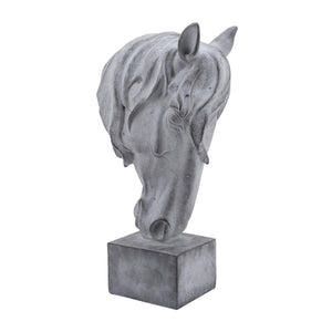 Resin, 32"H Horse Head, Gray