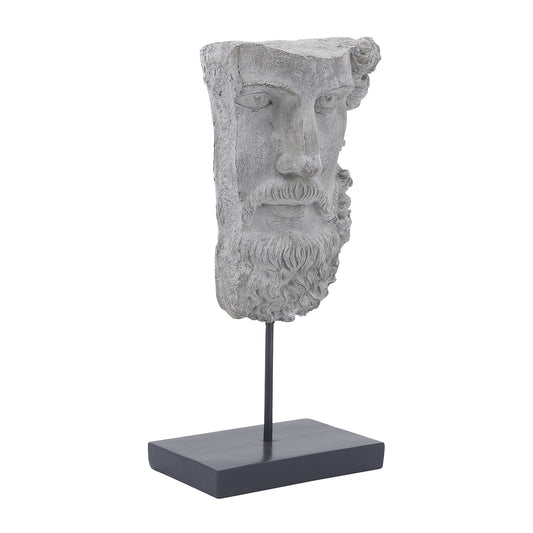 Resin, 18"H Half Face On Stand, Gray