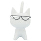 Porcelain, 8"H Kitty W/ Glasses, White
